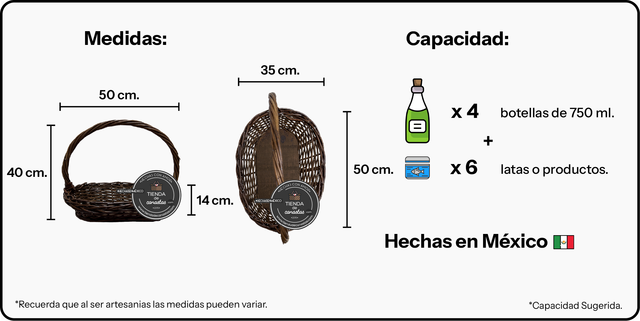 Medidas Canasta Arcón Chocolate Grande