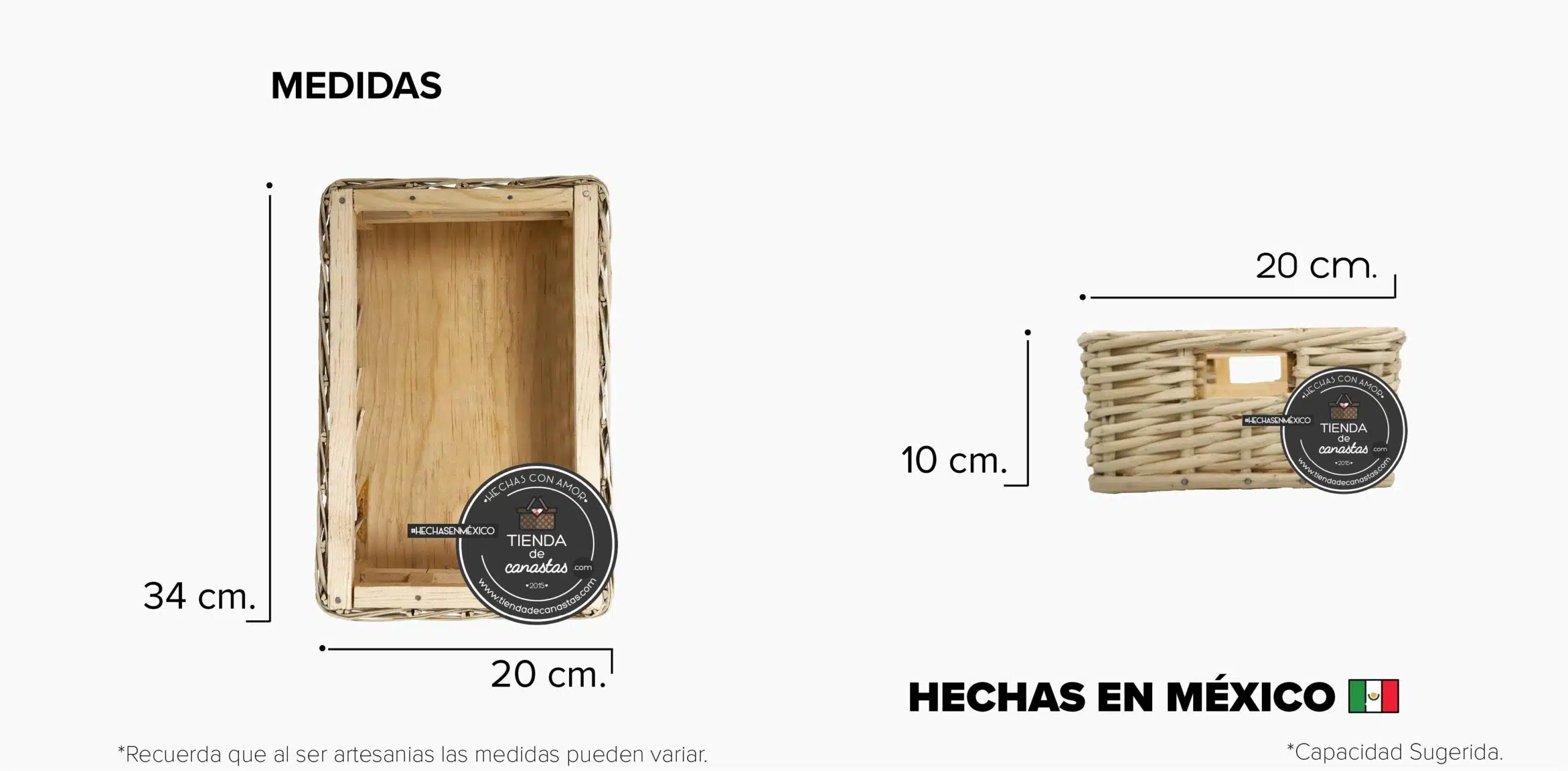 Medidas Cajón Deluxe de Jara Chico x Tienda de Canastas
