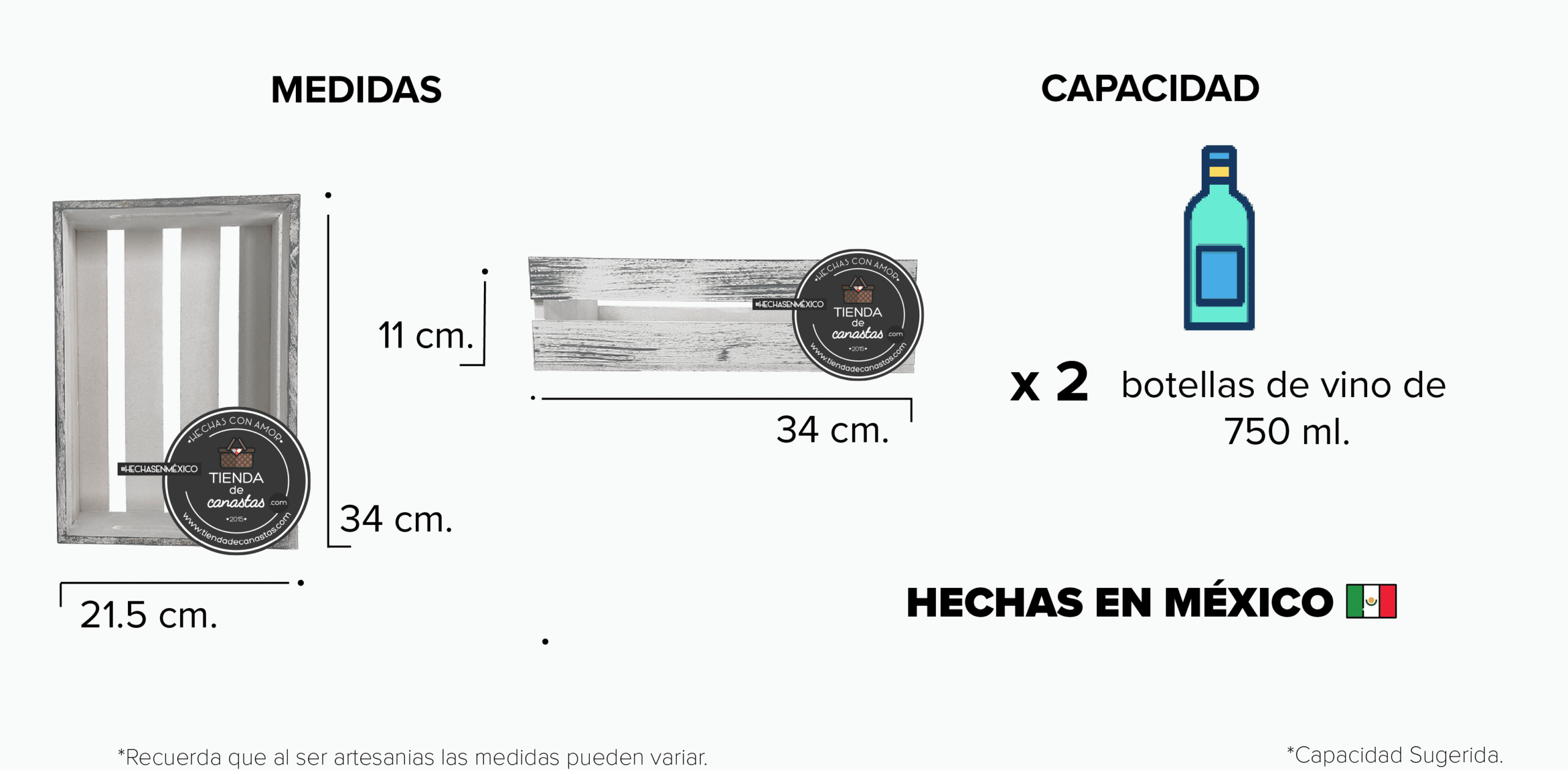 Medidas Huacal Vintage Wit x Tienda de Canastas