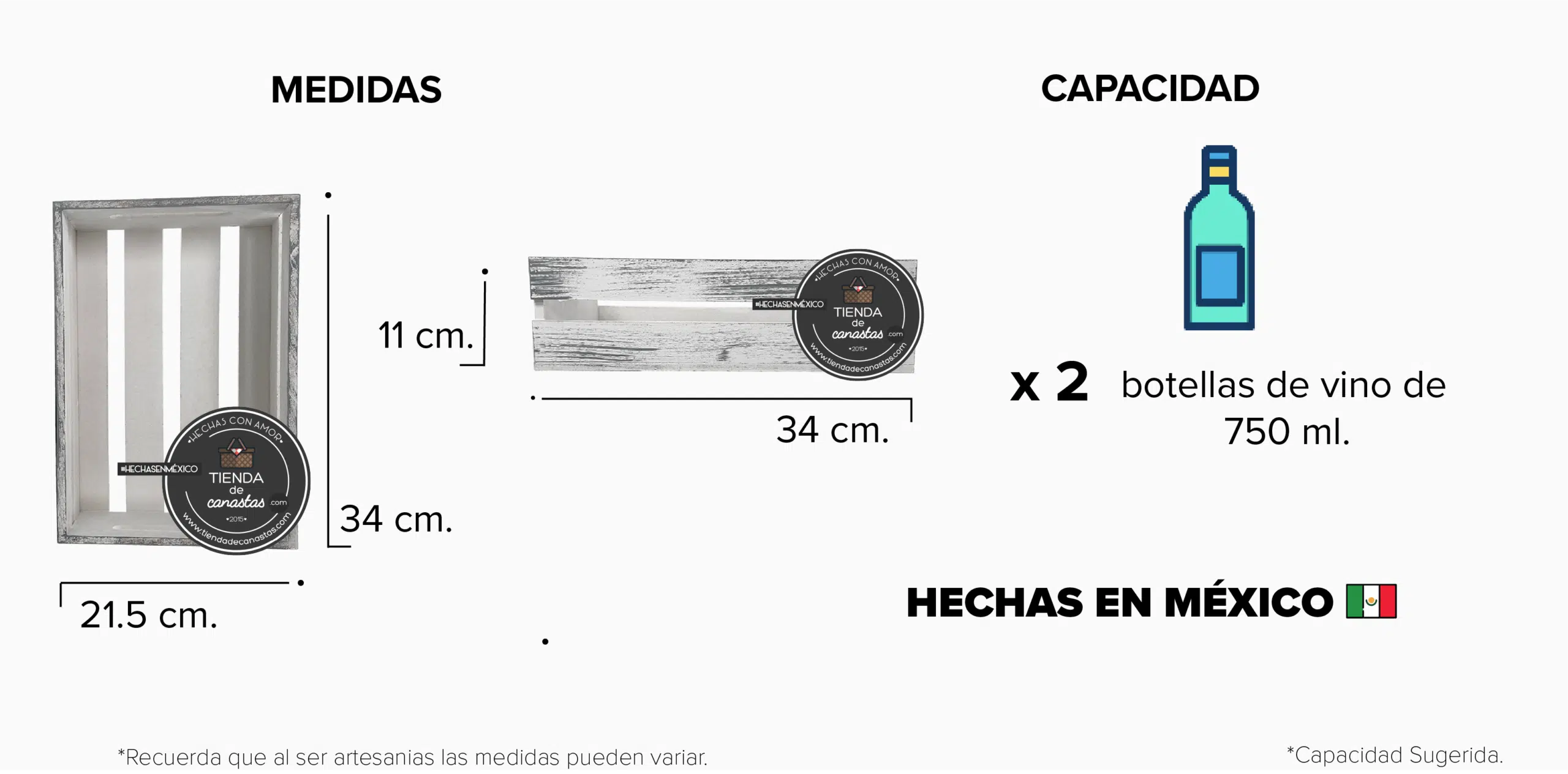 Medidas Huacal Vintage Wit x Tienda de Canastas
