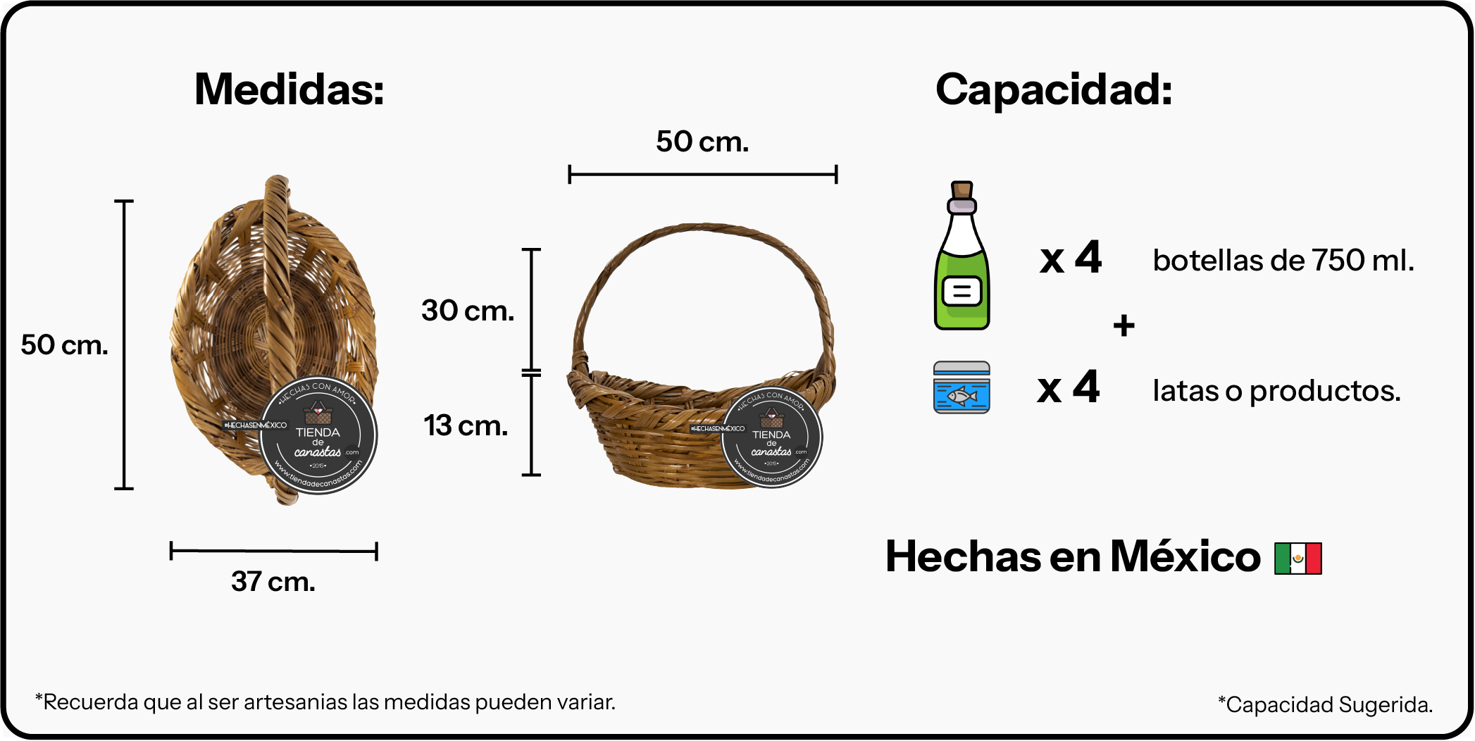 Medidas Arcón de Carrizo Grande x Tienda de Canastas