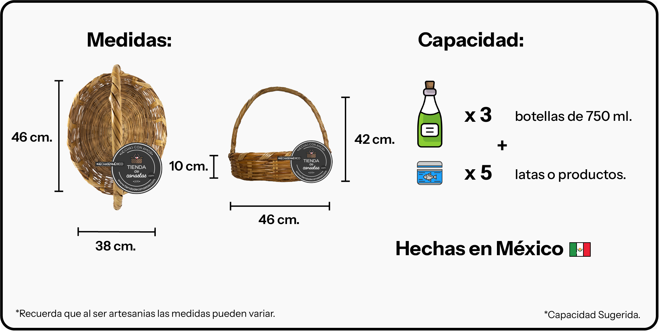 Medidas Canasta Ellie Mediana x Tienda de Canastas