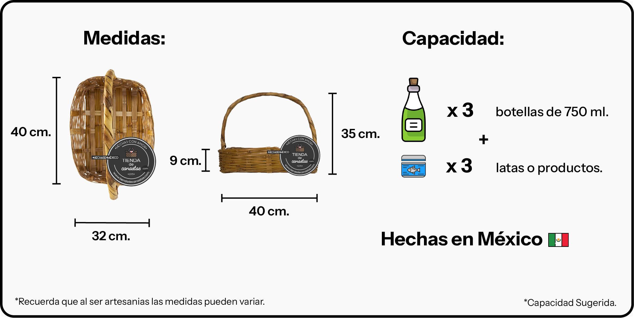 Medidas Canasta Pomello Grande x Tienda de Canastas