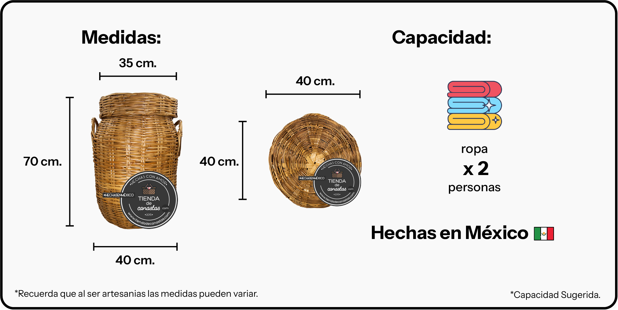 Medidas Bote Patrick Grande x Tienda de Canastas