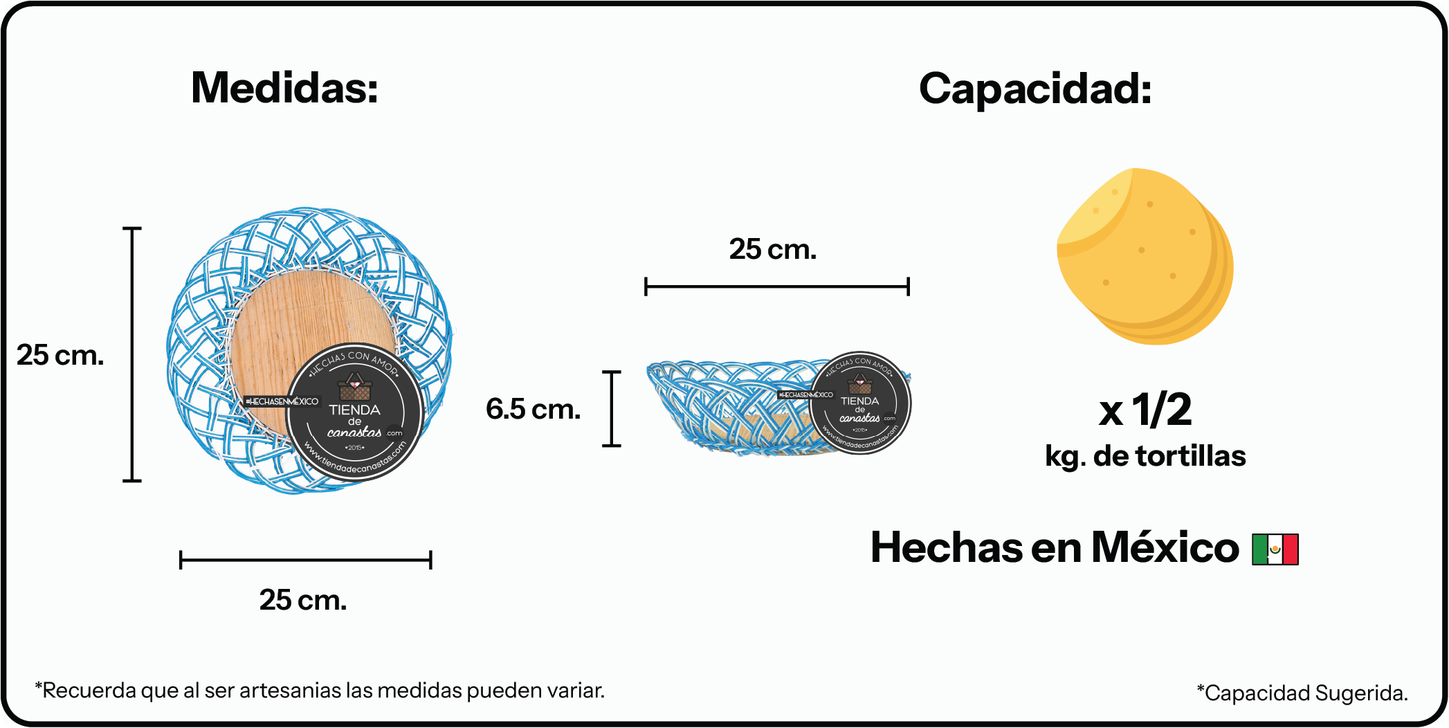 Medidas Plato de Mimbre Azul Cielo x Tienda de Canastas