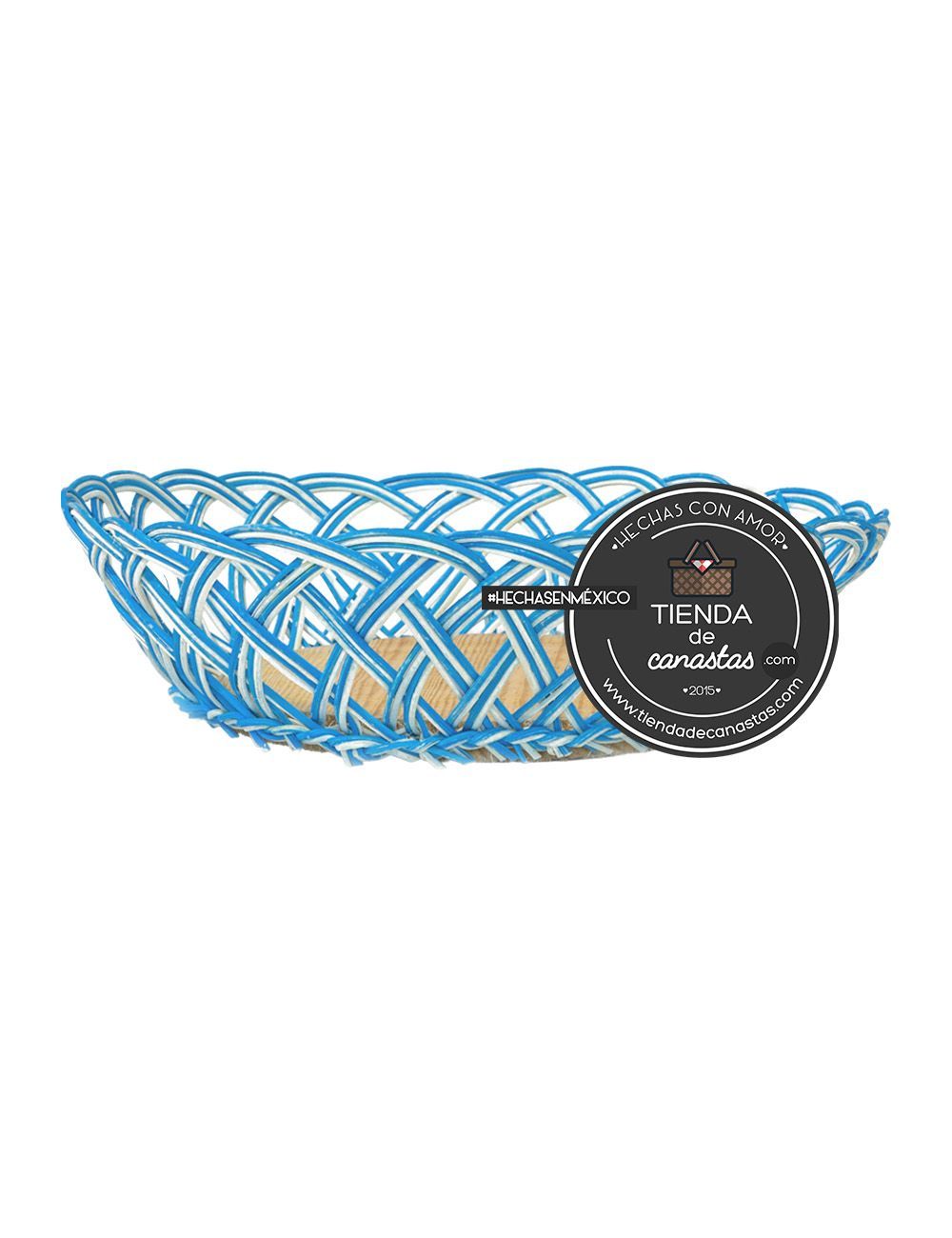 Plato de Mimbre Azul Cielo Lado x Tienda de Canastas