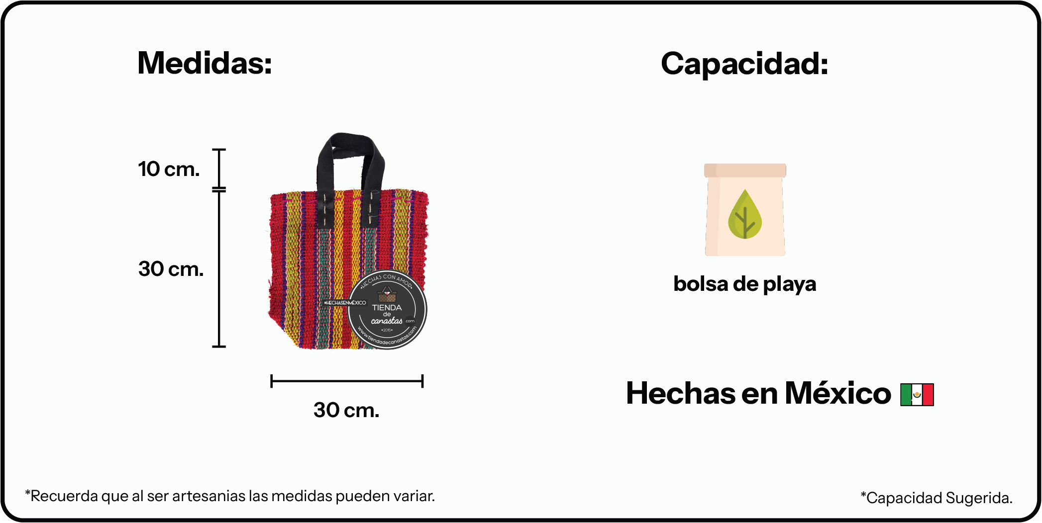 Medidas Bolsa Luisa Colores Yelo x Tienda de Canastas