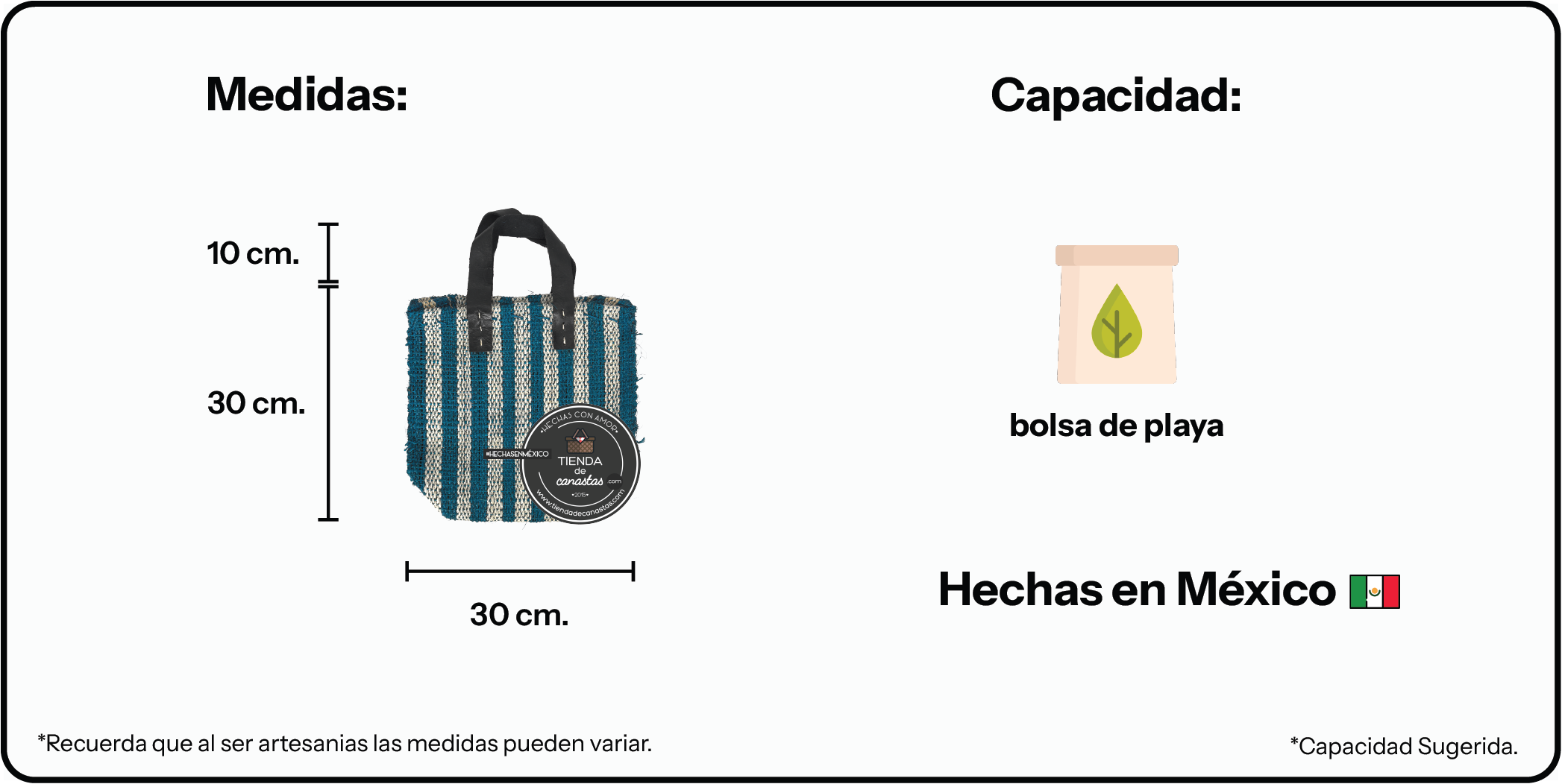 Medidas Bolsa Luisa Vert x Tienda de Canastas