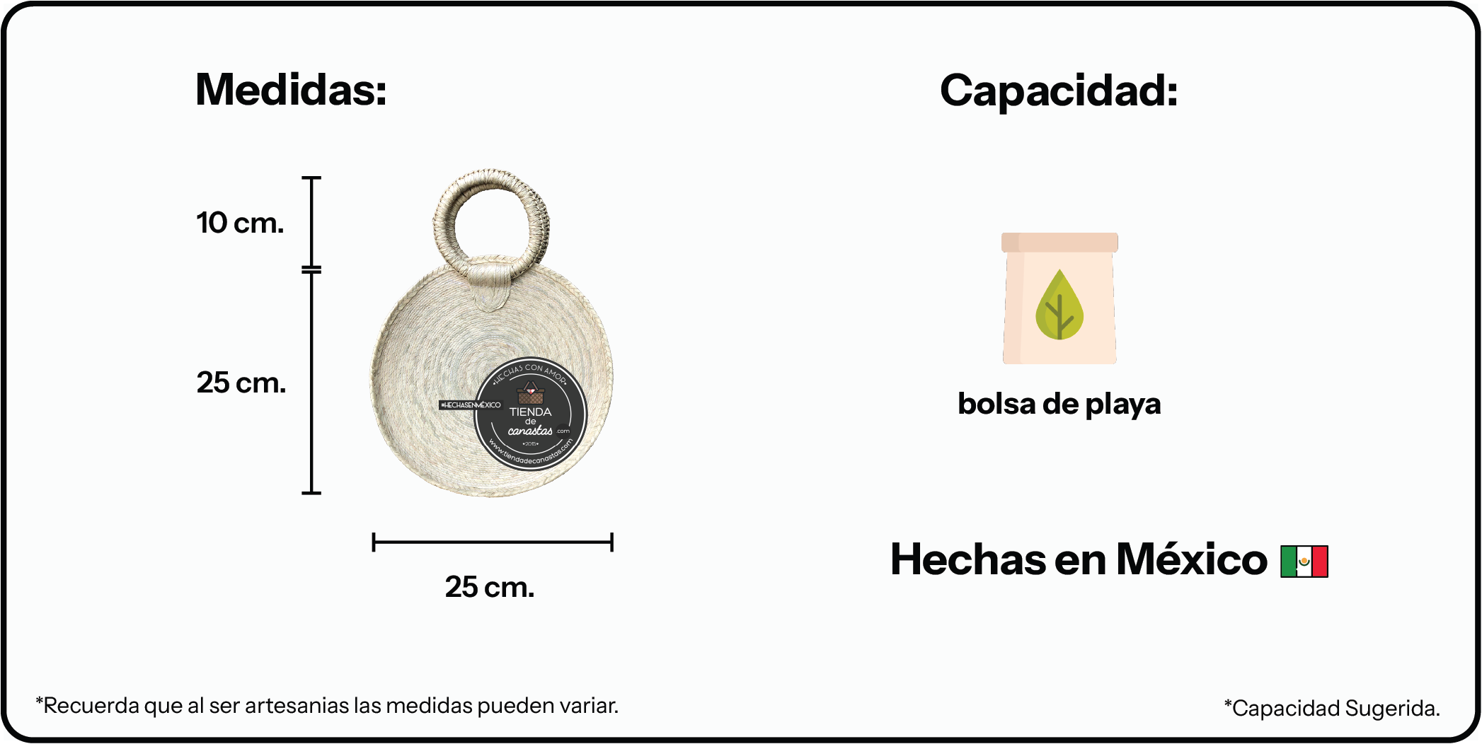 Medidas Bolsa Tulum Asa Mini x Tienda de Canastas