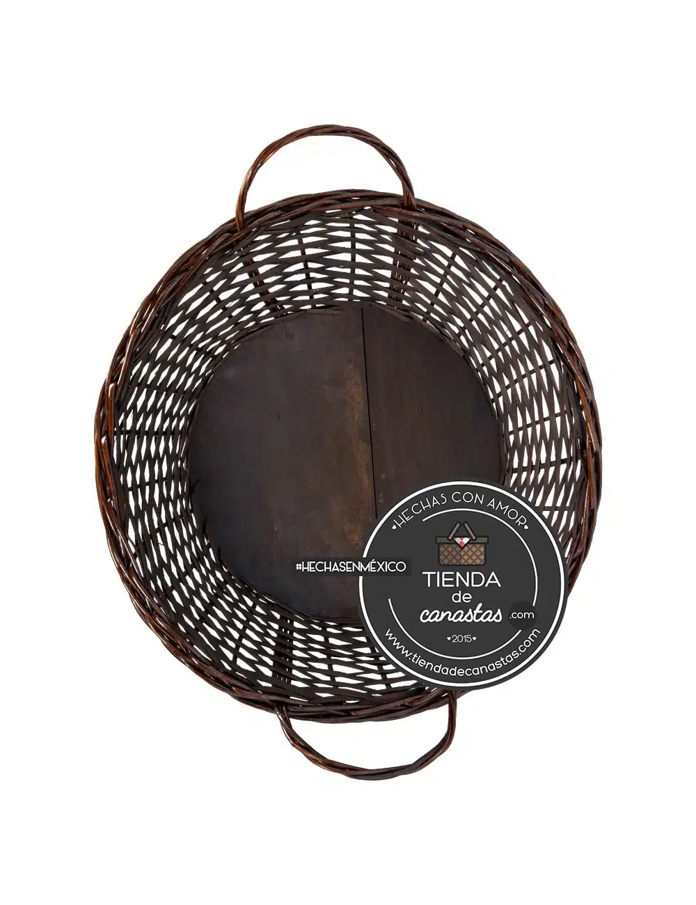 Charola Portuguesa Redonda Chocolate Grande x Tienda de Canastas