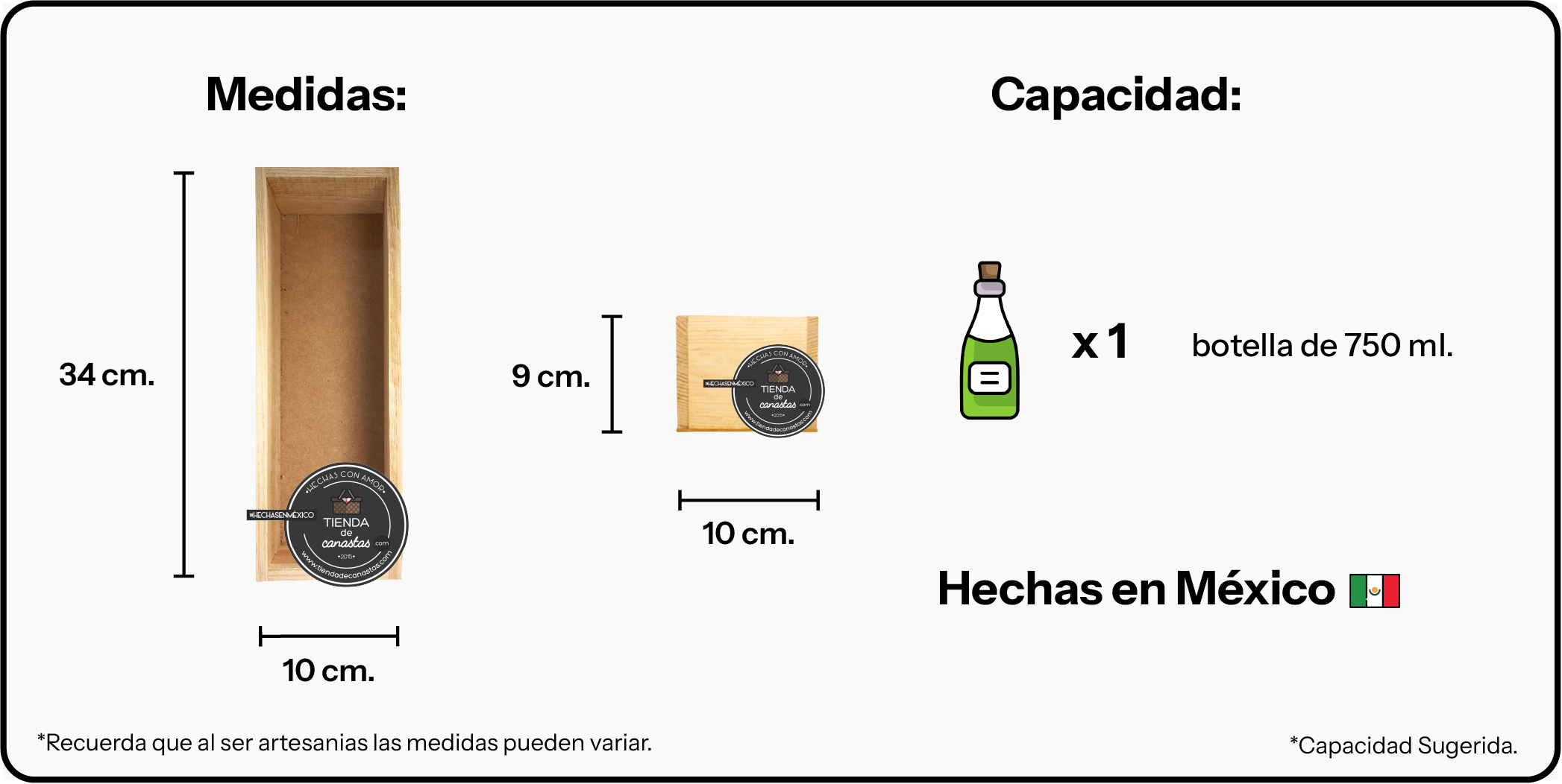 Medidas Botellera Pino x Tienda de Canastas