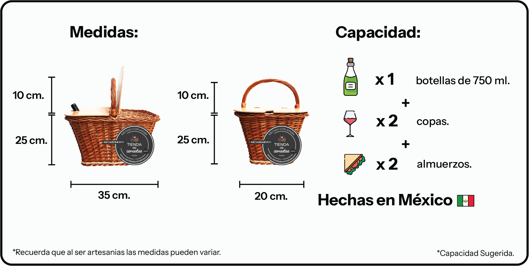 Medidas Picnic Rectangular Chica Portuguesa x Tienda de Canastas